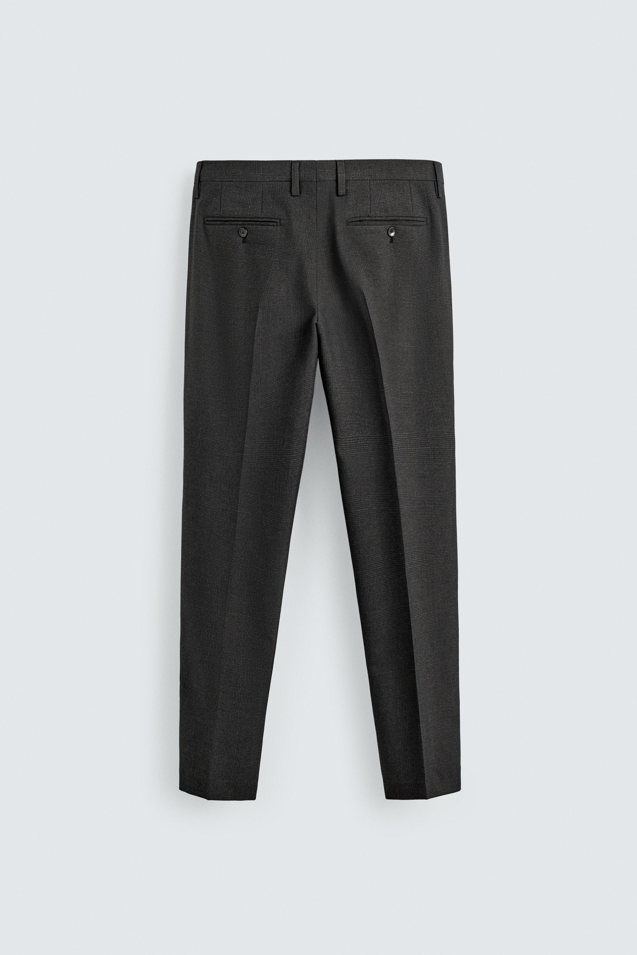 PLAID TEXTURED SUIT PANTS